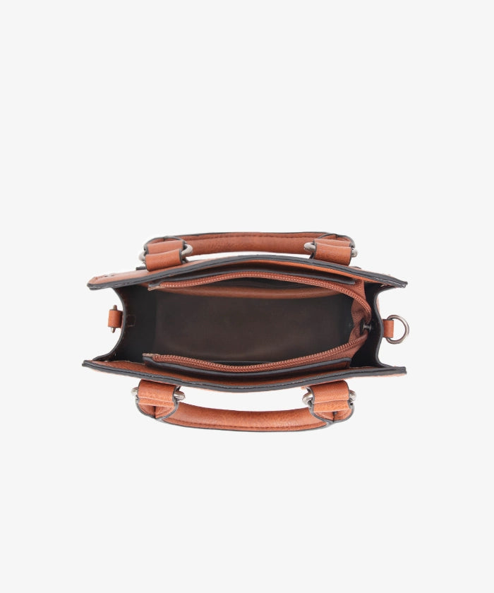 WRANGLER: LEATHER TASSELS CROSSBODY BAG - BROWN