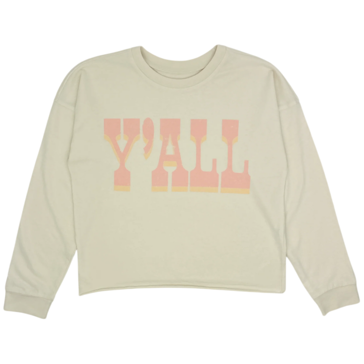 TINY WHALES: Y'ALL BOXY LONG SLEEVE TEE - PARCHMENT