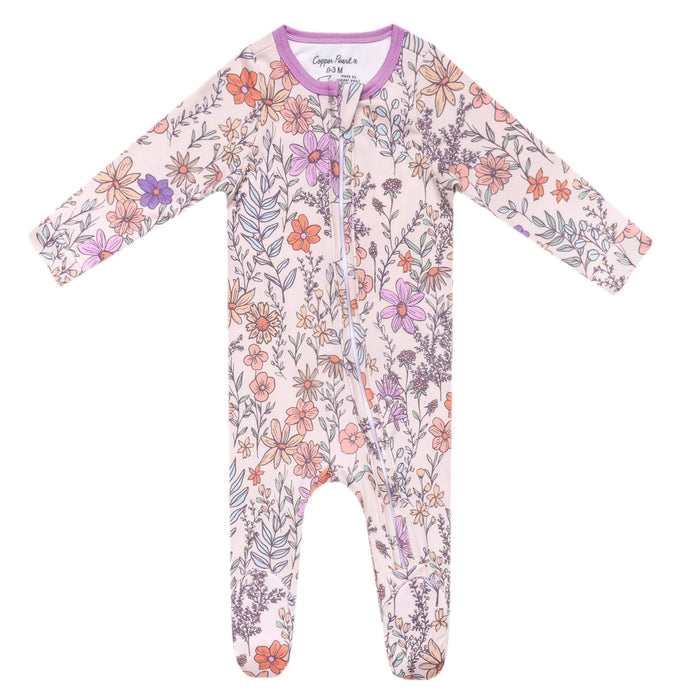 COPPER PEARL: FLORA ZIP-UP FOOTIE PAJAMA