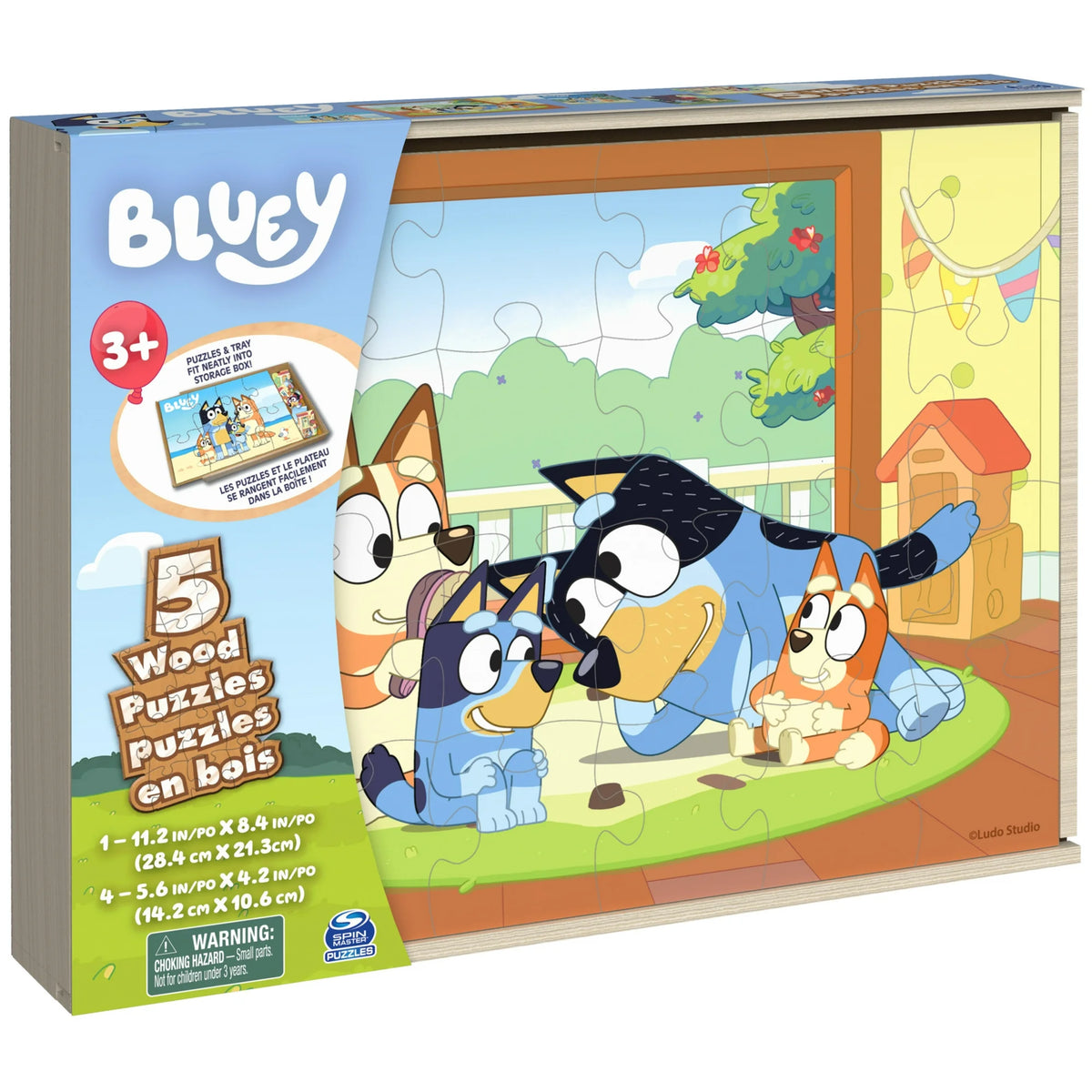 BLUEY: 5 WOOD PUZZLES SET IN WOOD BOX
