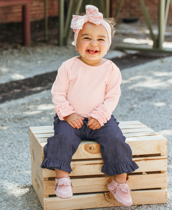 RUFFLE BUTTS: BIG BOW HEADBAND - BALLET PINK