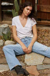 PERFECTWHITETEE: ALANIS RECYCLED COTTON V NECK TEE - WHITE