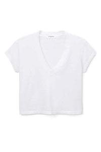 PERFECTWHITETEE: ALANIS RECYCLED COTTON V NECK TEE - WHITE