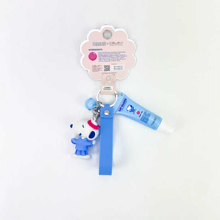 CELAVI X PEANUTS: SNOOPY SHEA BUTTER LIP GLOSS & KEYCHAIN/BAG CHARM - BLUE