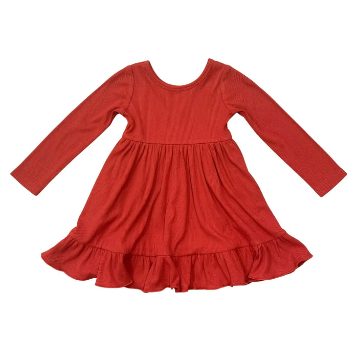BABYSPROUTS: RIBBED BAKKET DRESS - BERRY RED
