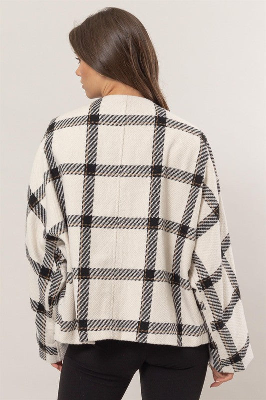 PLAID PATTERN OVERSIZED JACKET