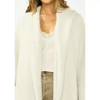 OVERSIZED TWO POCKET KNIT CARDIGAN - HEATHER CREAM
