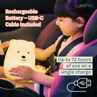 LUMIPETS®: BENNY THE BEAR - CHILDREN'S TOUCH NIGHT LIGHT WITH REMOTE