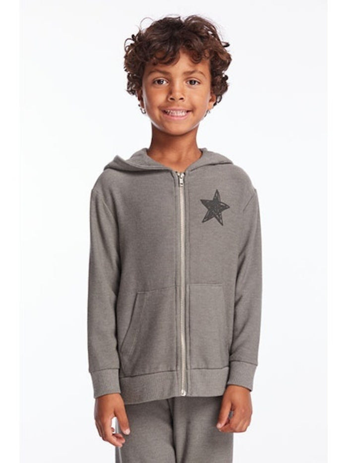 CHASER: SAFARI GREEN ROCK STAR ZIP HOODIE