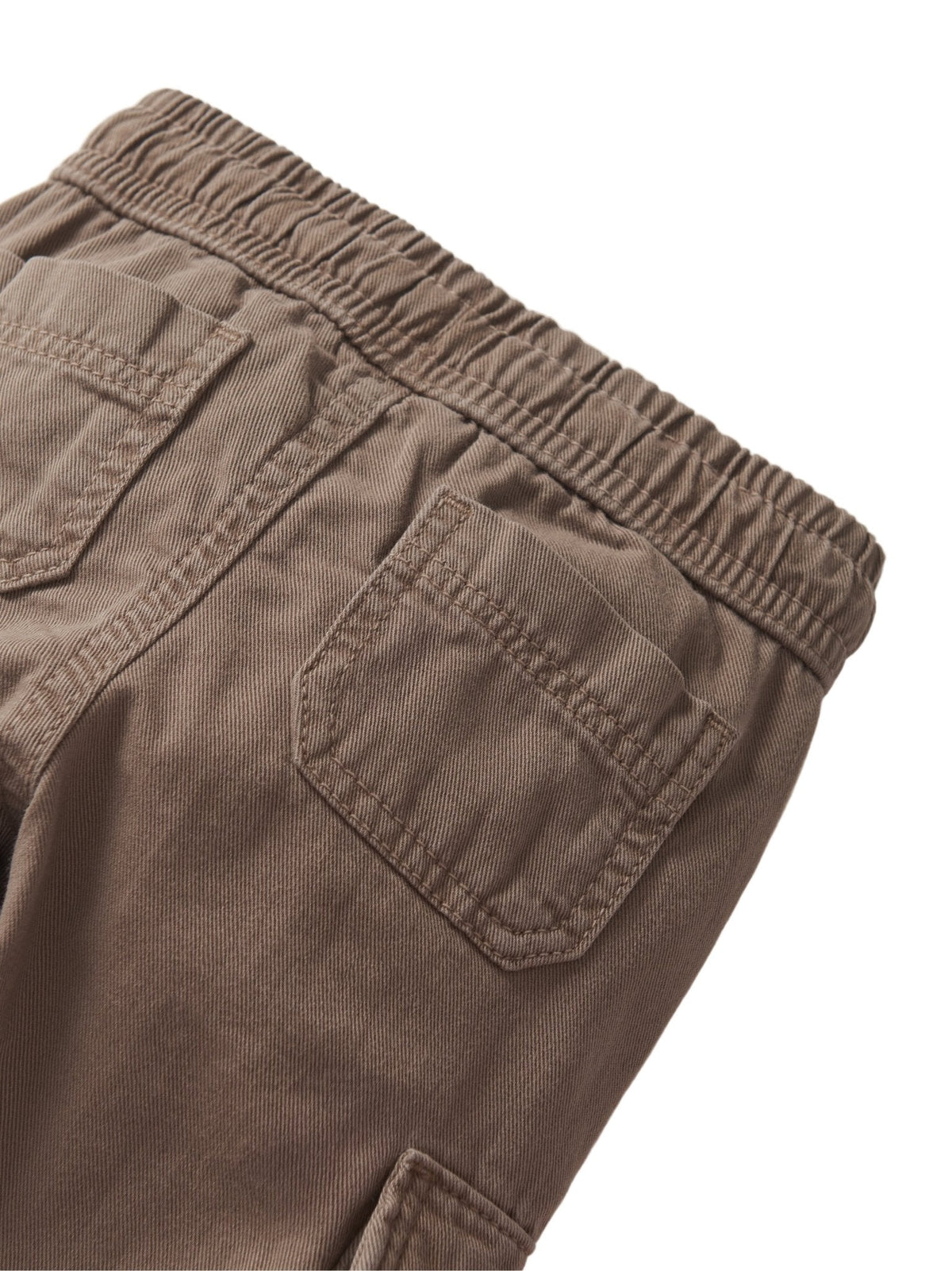 LITTLE BIPSY: COTTON TWILL CARGO JOGGER - MUSHROOM
