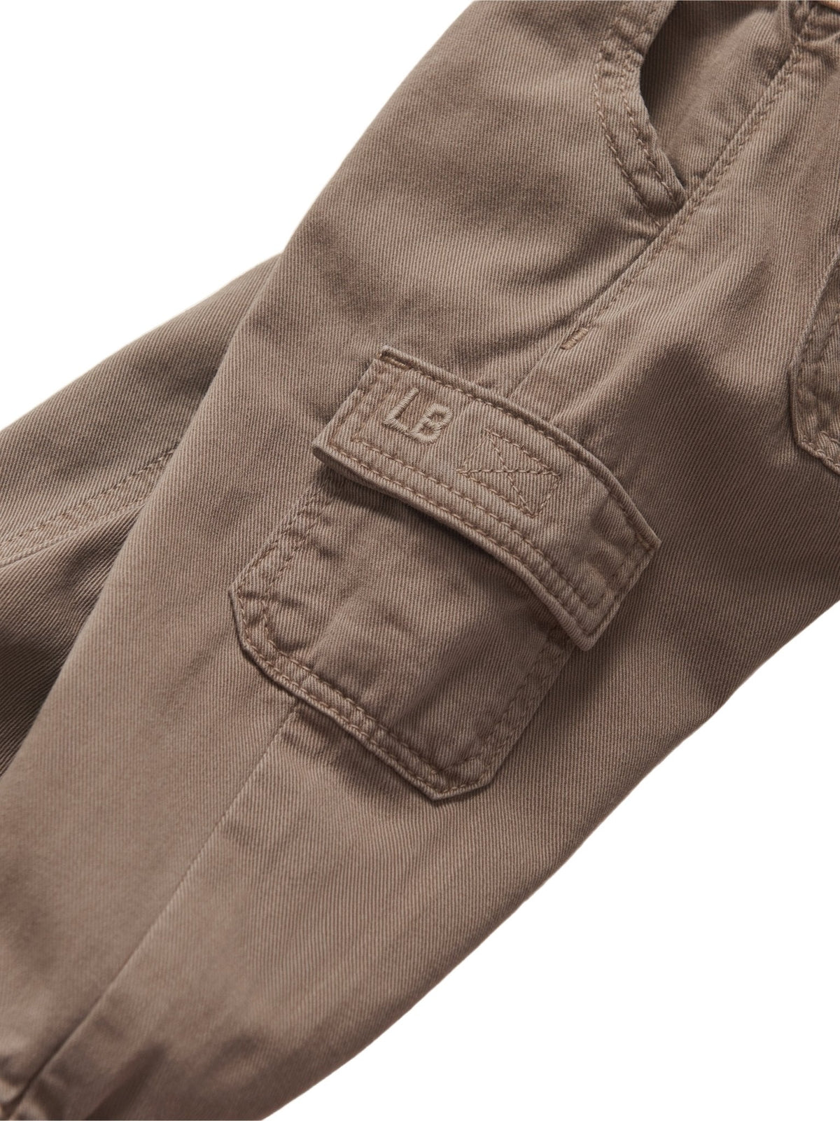 LITTLE BIPSY: COTTON TWILL CARGO JOGGER - MUSHROOM