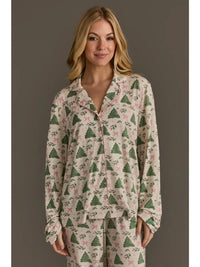 PANACHE: TREES & BOWS JERSEY PAJAMA SET