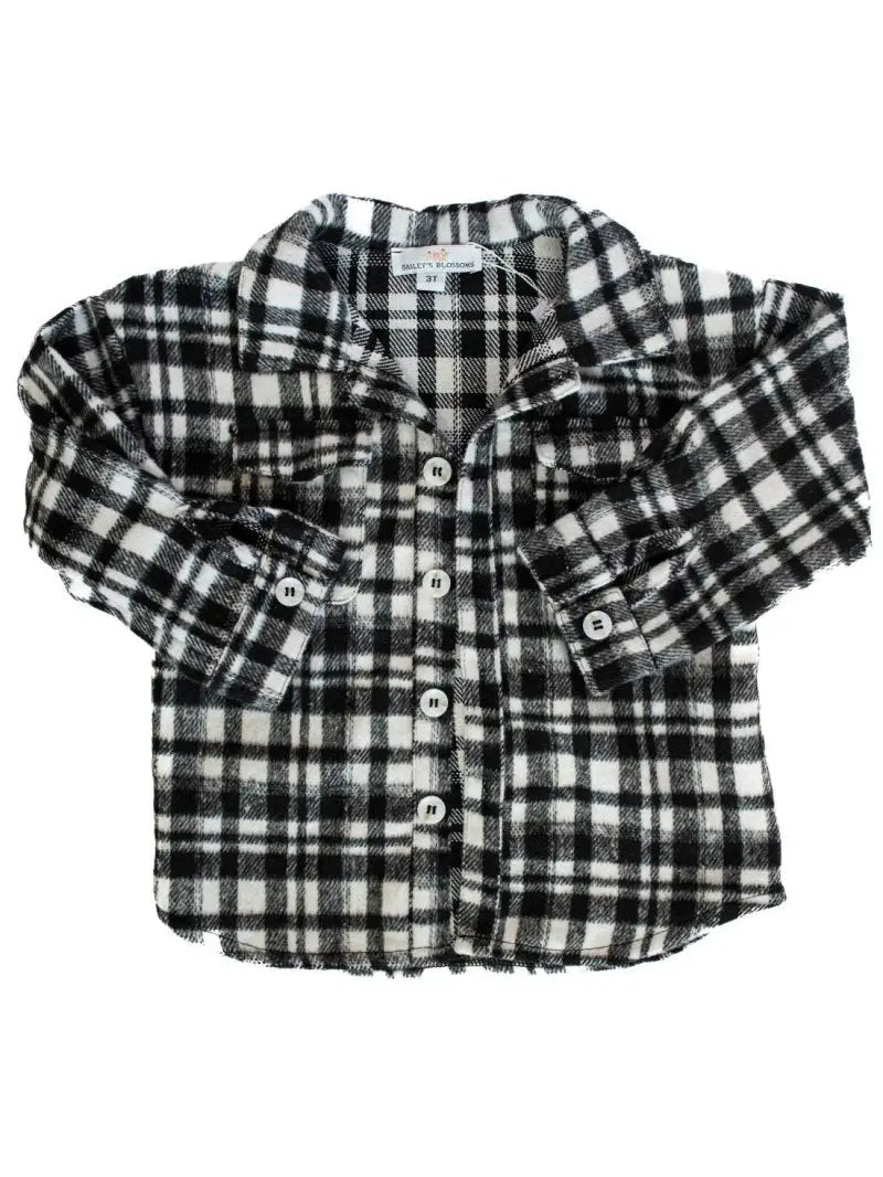 KINSLEY SHIRT JACKET - BLACK & WHITE PLAID TWILL