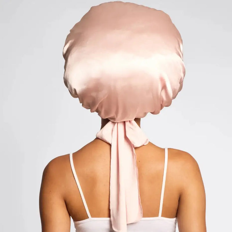 KITSCH: ADJUSTABLE OVERSIZED SATIN BONNET- BLUSH