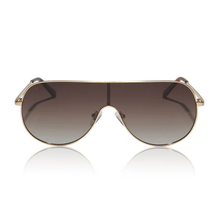 DIME: TARZANA BRUSHED GOLD + BROWN GRADIENT POLARIZED SUNGLASSES