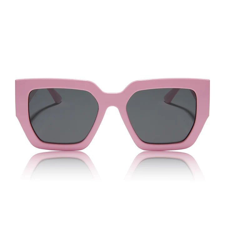 DIME: SHE'S A 10 - BUBBLEGUM PINK + SMOKE POLARIZED SUNGLASSES