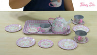 15-PIECE FANCY TIN TEA SET - BEAUTIFUL FLOWERS