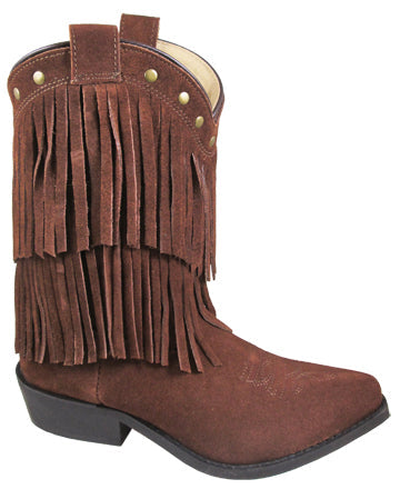 YOUTH GIRLS' WISTERIA SUEDE FRINGE WESTERN BOOTS - BROWN