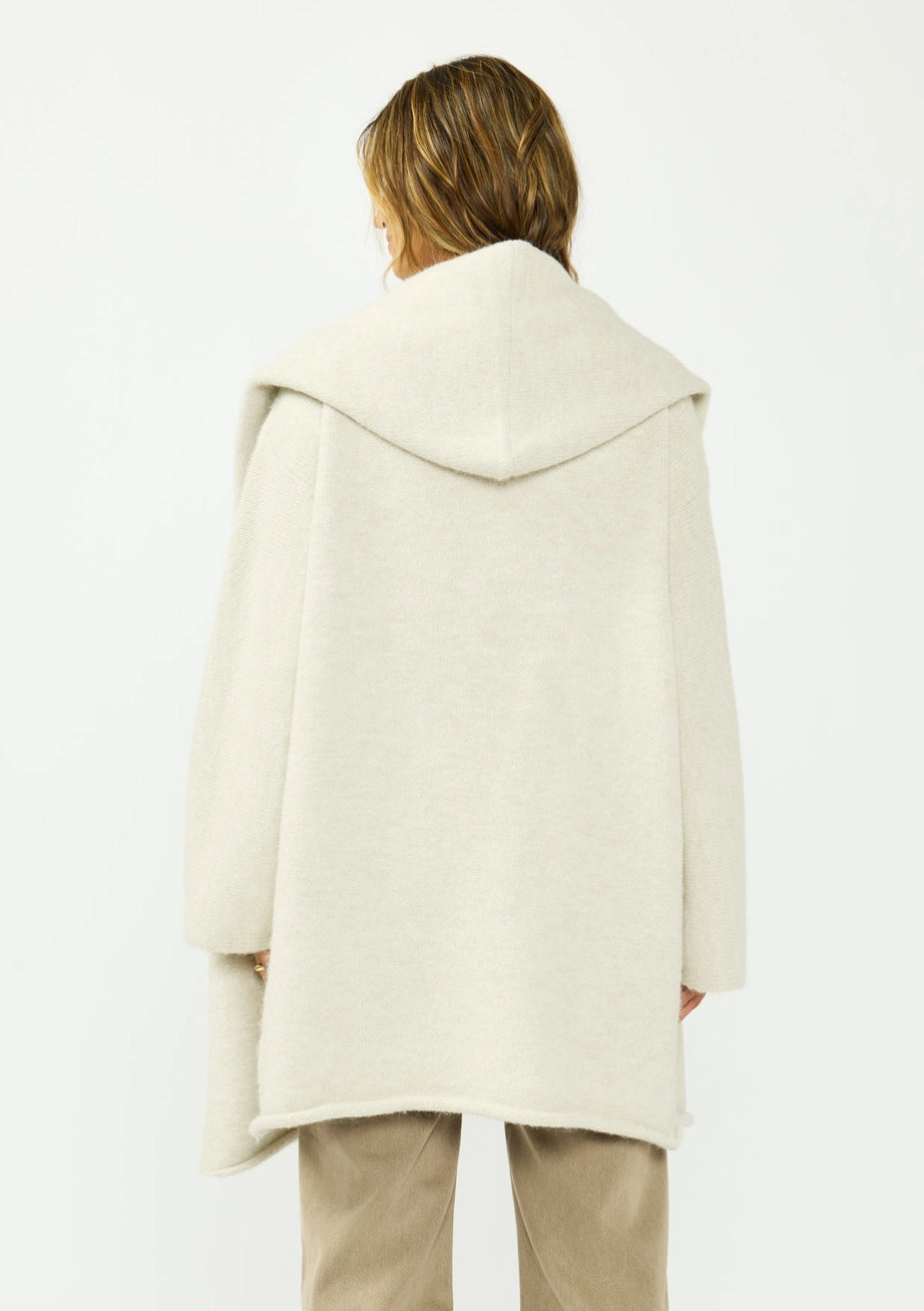 OVERSIZED TWO POCKET KNIT CARDIGAN - HEATHER CREAM