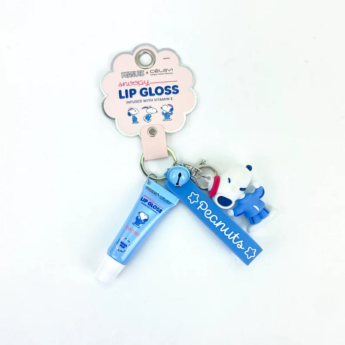 CELAVI X PEANUTS: SNOOPY SHEA BUTTER LIP GLOSS & KEYCHAIN/BAG CHARM - BLUE