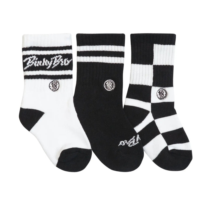 BINKY BRO: KIDS SOCKS 3-PACK CHECKERS CLASSIC