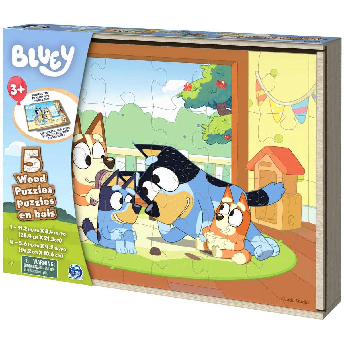 BLUEY: 5 WOOD PUZZLES SET IN WOOD BOX