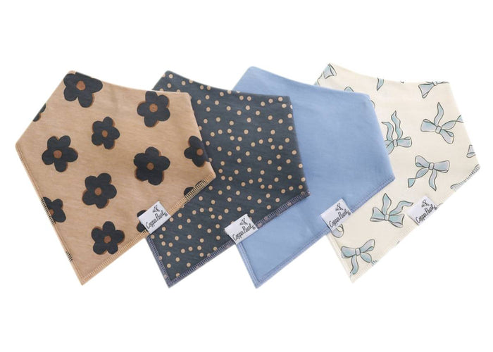 COPPER PEARL: GEMMA IN TAN BABY BANDANA BIBS (4-PACK)