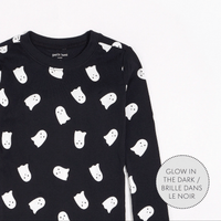 PETIT LEM: GHOST GLOW IN THE DARK PJ SET - BLACK