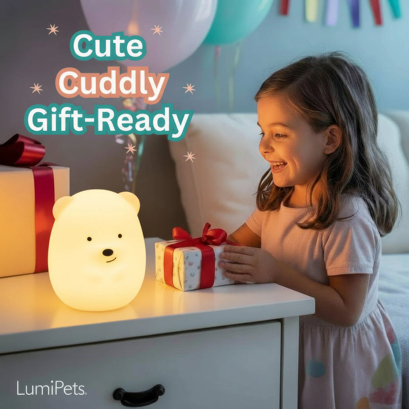 LUMIPETS®: BENNY THE BEAR - CHILDREN'S TOUCH NIGHT LIGHT WITH REMOTE