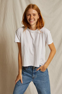 PERFECTWHITETEE: HARLEY CRISPY LIGHTWEIGHT COTTON BOXY CREW TEE - WHITE