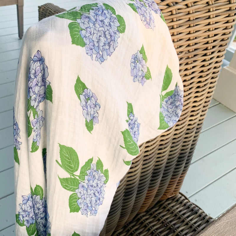 LITTLE HOMETOWN: HYDRANGEAS BABY MUSLIN SWADDLE BLANKET