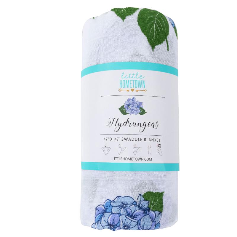 LITTLE HOMETOWN: HYDRANGEAS BABY MUSLIN SWADDLE BLANKET