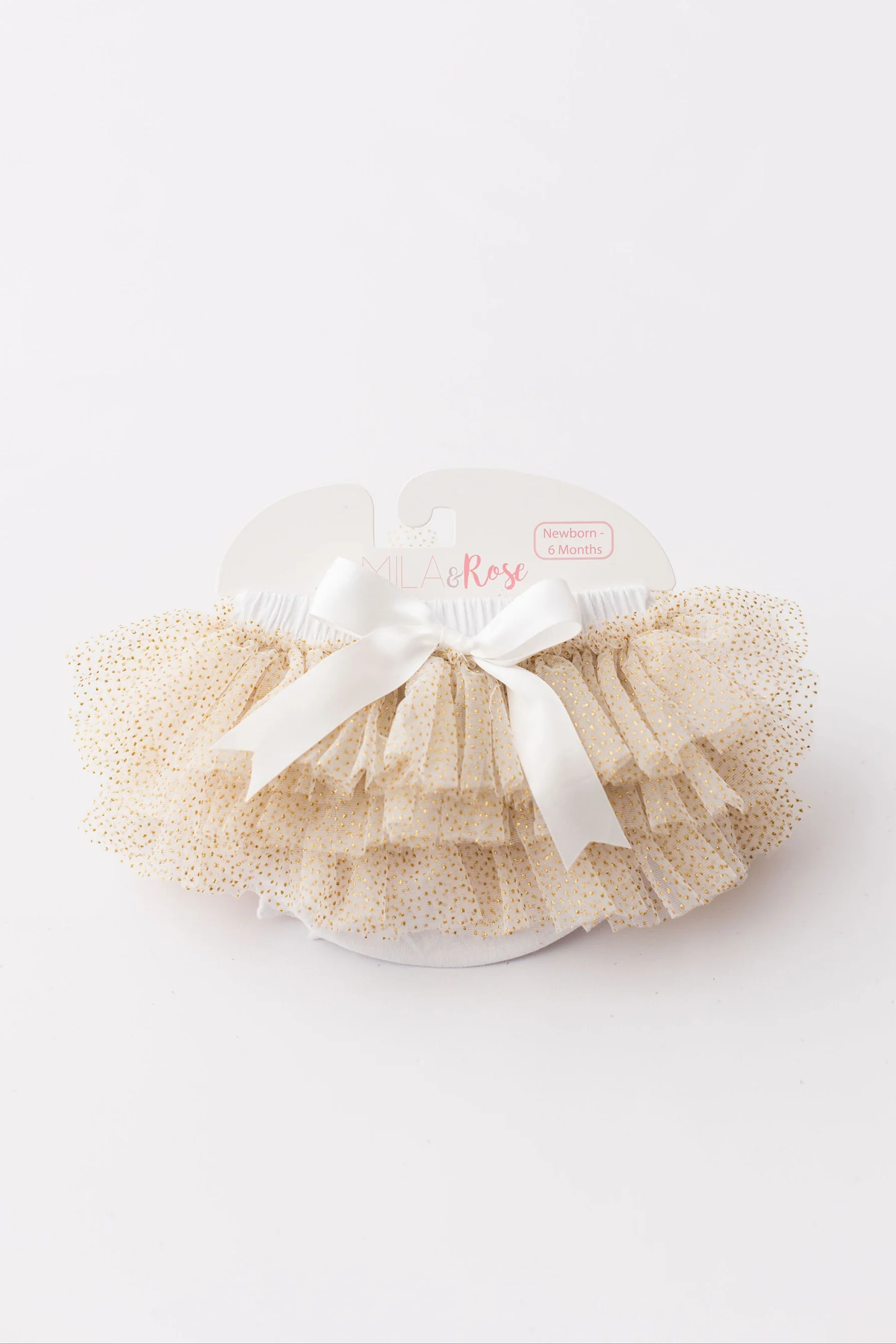 MILA & ROSE: WHITE & GOLD GLITTER RUFFLE TUTU BLOOMER