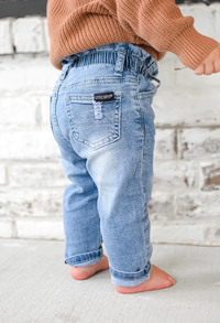 LITTLE BIPSY: PAPERBAG WAIST DENIM - LIGHT WASH