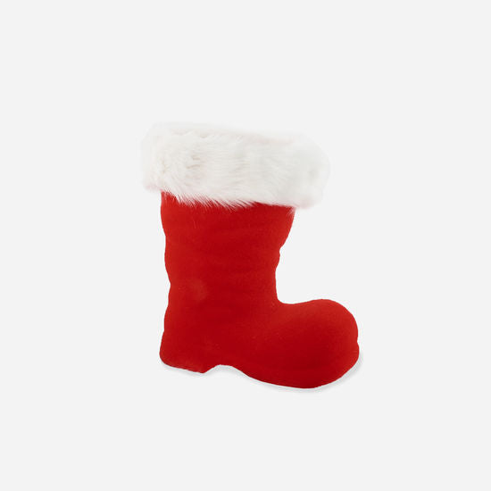 FLOCKED RED SANTA BOOT