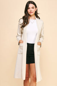 PINCH: EDGE DETAIL OPEN KNIT CARDIGAN - EGGSHELL