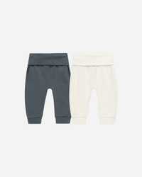 QUINCY MAE: BABY PANT SET || INDIGO, IVORY