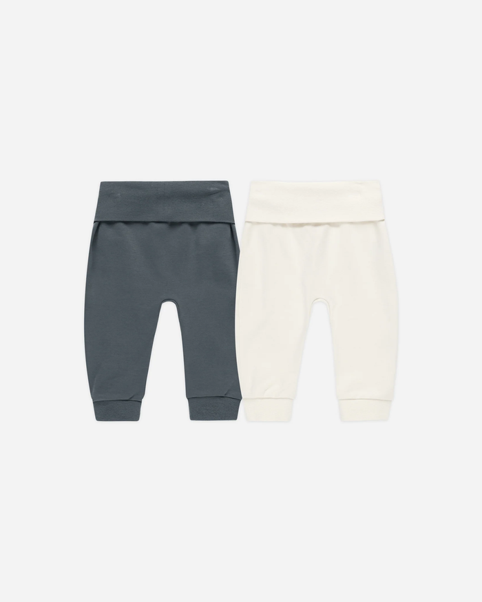 QUINCY MAE: BABY PANT SET || INDIGO, IVORY