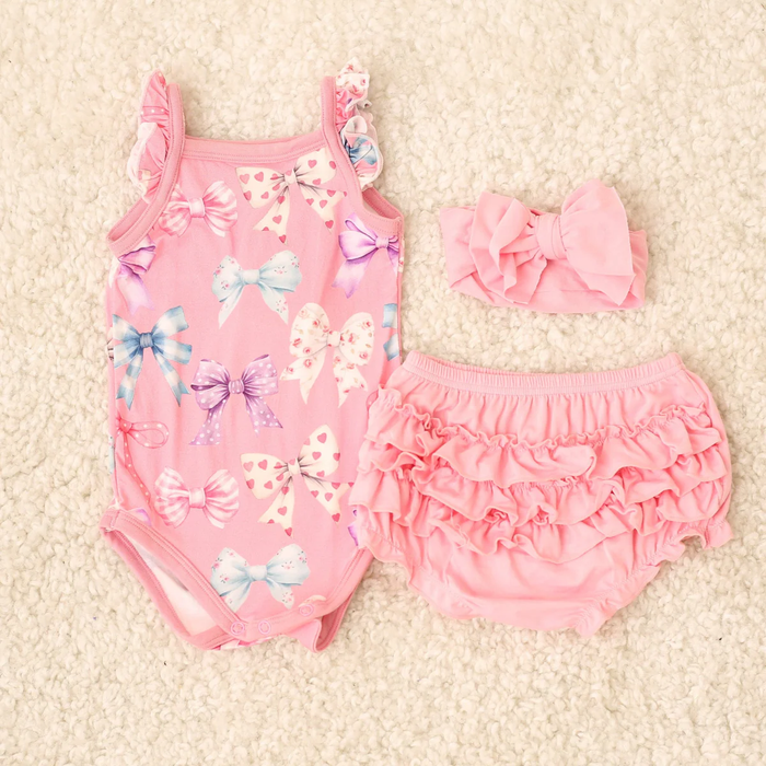 BESTAROO: TWINKLE TIES RUFFLE BLOOMER SET (3-PIECE)