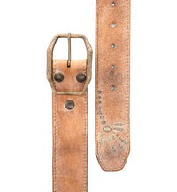 BED STU: MOHAWK EMBROIDERED LEATHER BELT - TAN RUSTIC WHITE BFS