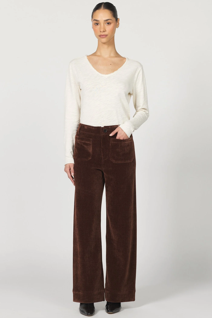 DEAR JOHN: AUDREY WIDE LEG PANT CORDUROY - CAPPUCCINO