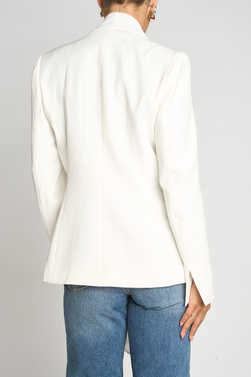 SCARF TIE FRONT BLAZER - WHITE
