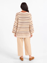 SADIE & SAGE: LOST RANGE STRIPE CARDIGAN - IVORY MULTI