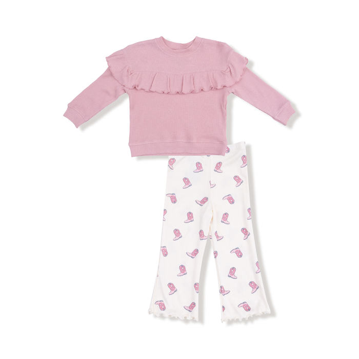 ANGEL DEAR: RUFFLE TOP AND FLARE PANT - PETITE COWGIRL BOOTS