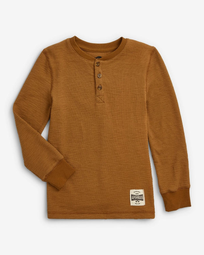 APPAMAN: CRAFTSMAN THERMAL HENLEY - BRITISH KHAKI