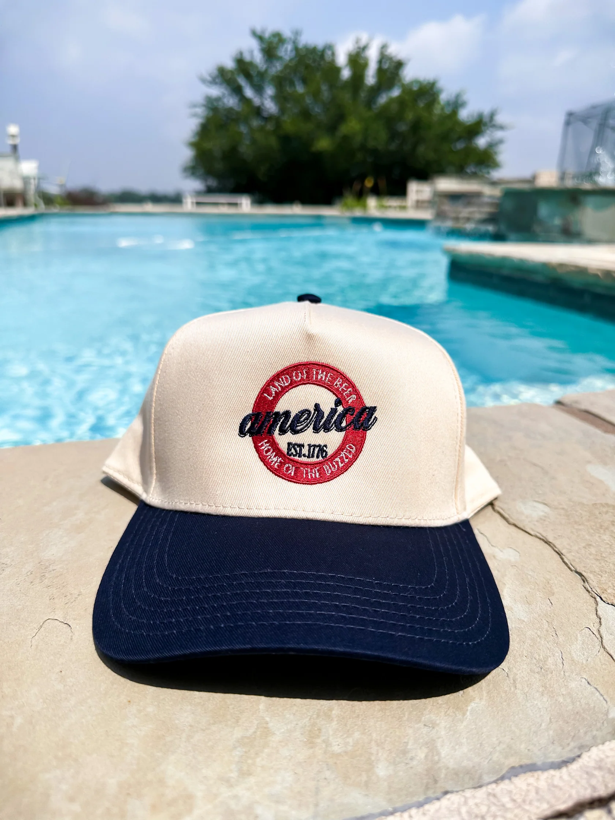 LAND OF THE BEER SNAPBACK HAT - NATURAL/NAVY