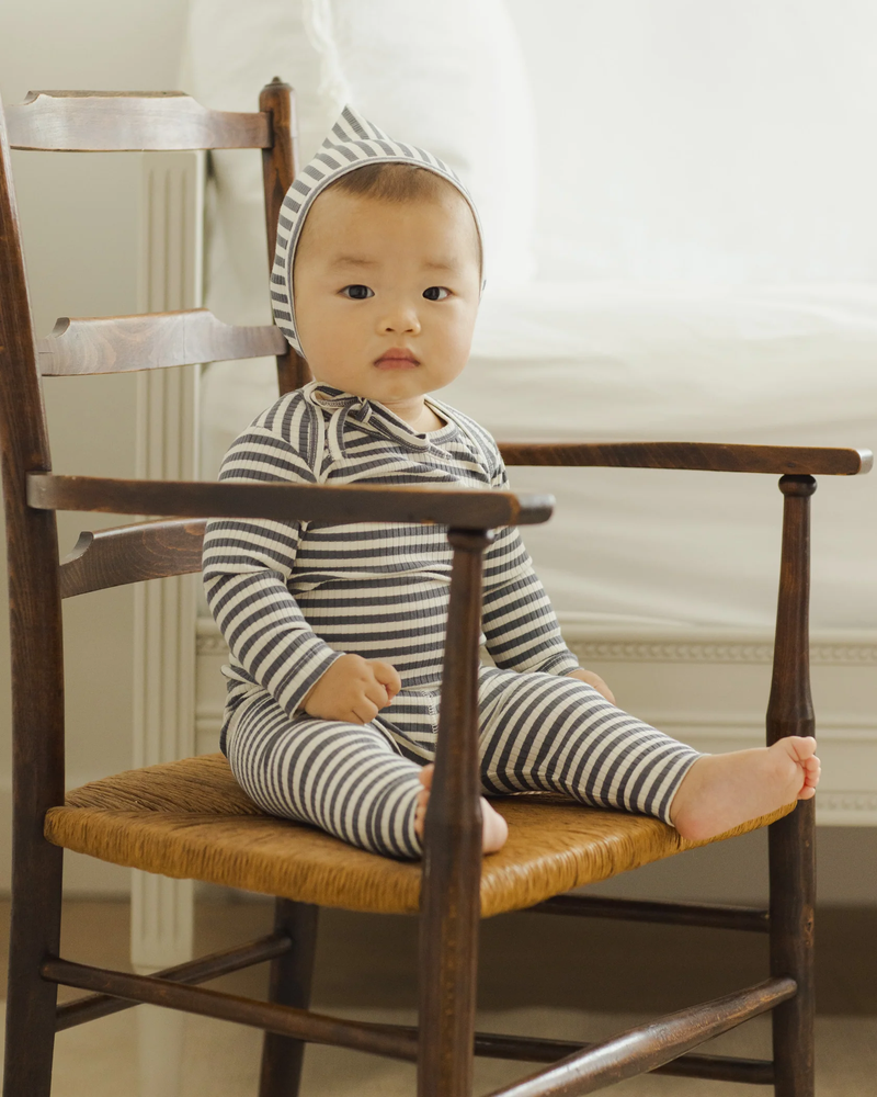 QUINCY MAE: RIBBED TEE + LEGGING SET || INDIGO STRIPE