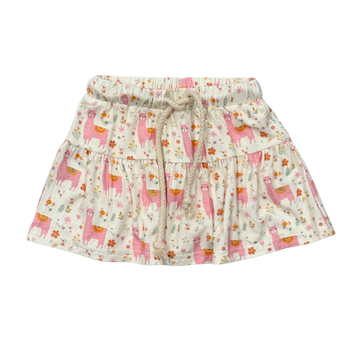 BABYSPROUTS: GIRL'S SHORT SLEEVE TEE AND SKORT LLAMA SET