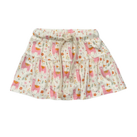 BABYSPROUTS: GIRL'S SHORT SLEEVE TEE AND SKORT LLAMA SET