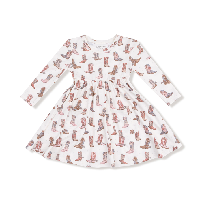 ANGEL DEAR: TWIRLY LONG SLEEVE DRESS - FUTURE COWGIRL